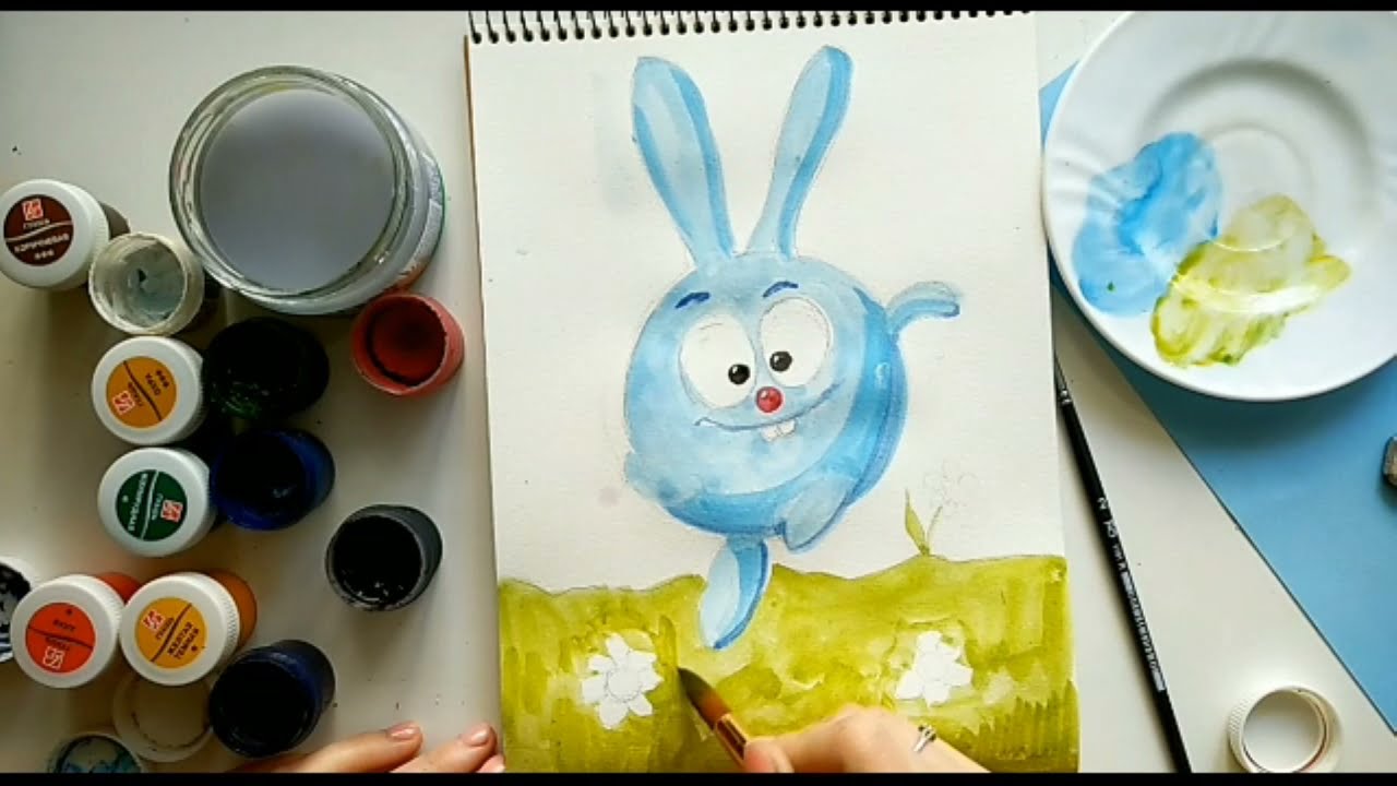 How to paint a rabbit Krosh 🐰 | paint class #4 cartoon
