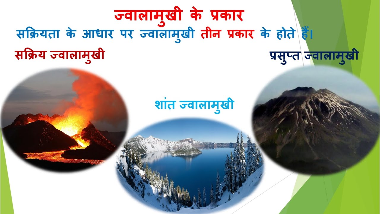 ज्वालामुखी किसे कहते हैं। ज्वालामुखी के प्रकार। सक्रिय, प्रसुप्त एवं शांत ज्वालामुखी।(भोजपुरी में)