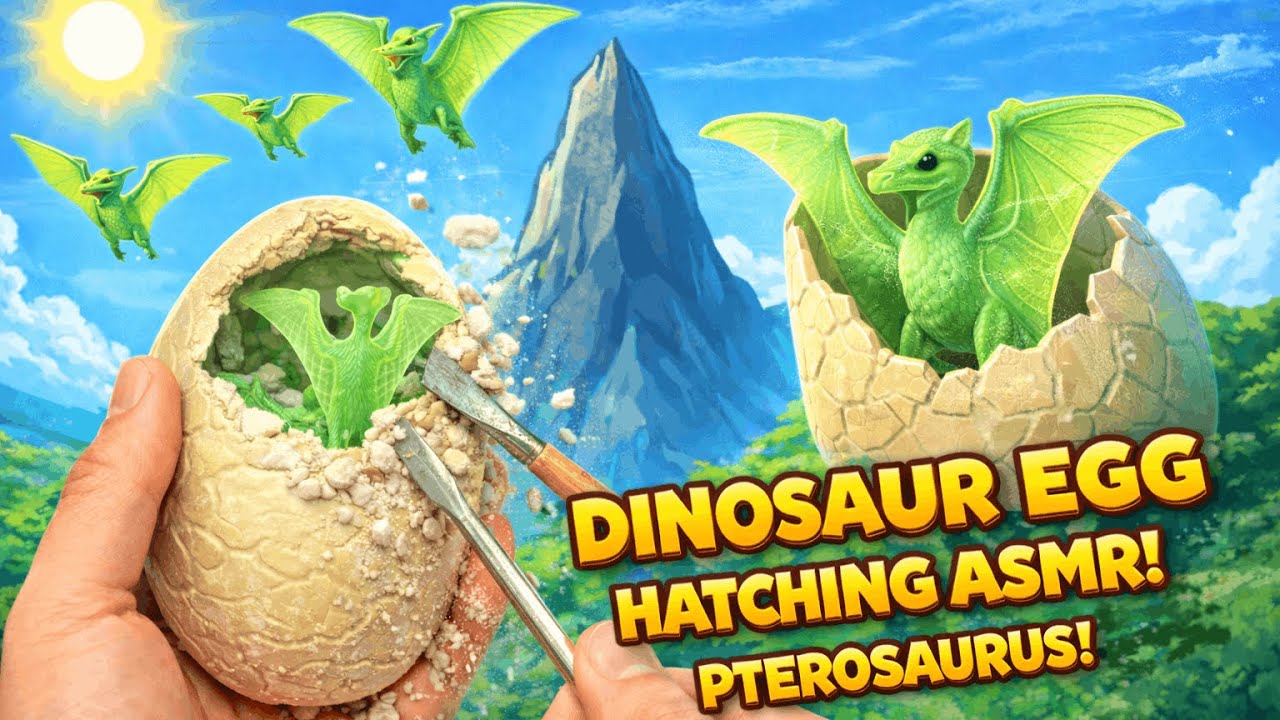 ASMR Tiny Digging – Unearthing an Pterosaurus from Solid Sand (No Talking)