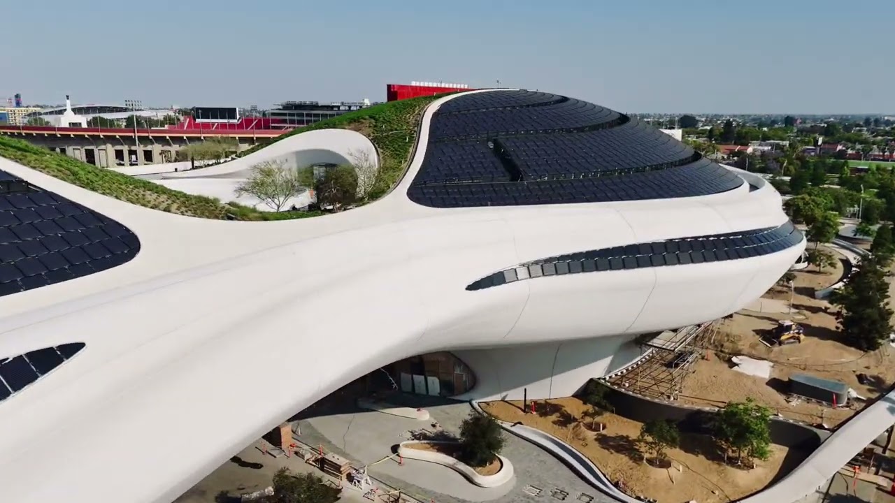 DRONE FOOTAGE: Lucas Museum of Narrative Art Construction Progress | Los Angeles