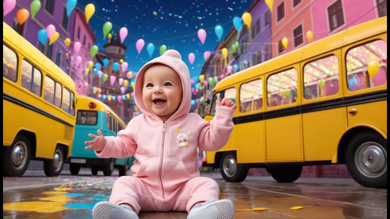 Yellow Bus New Year Light Show | Fun Action & Learning Video for Toddlers