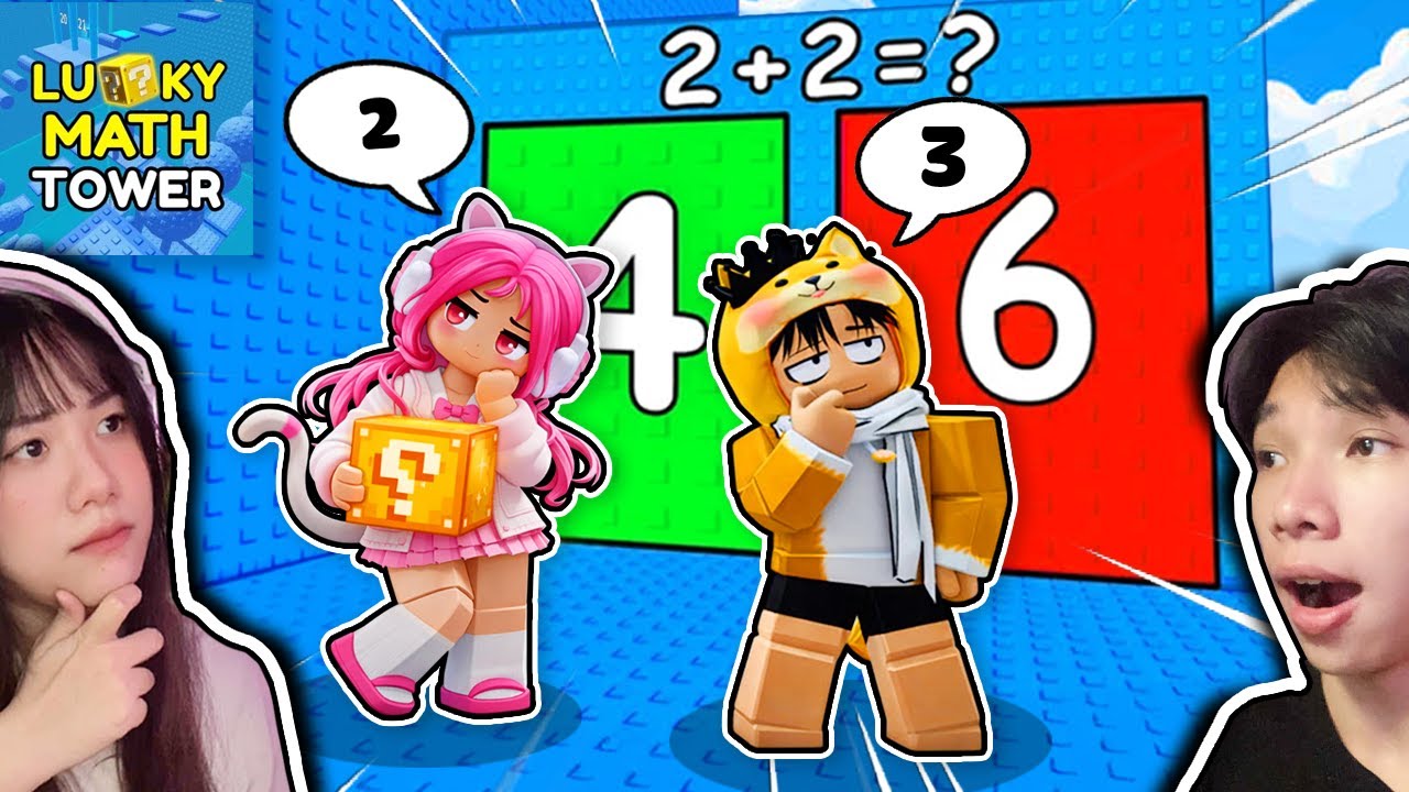 Leo Tháp Làm Toán Mở Lucky Block Troll Người Yêu 🤔 Ngáo Và Kemy Lucky Math Tower Roblox 🧠
