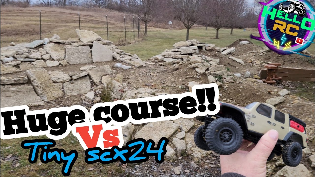 Axial SCX24 on Huge Crawler County Backyard Crawler course with J concepts landmines tested