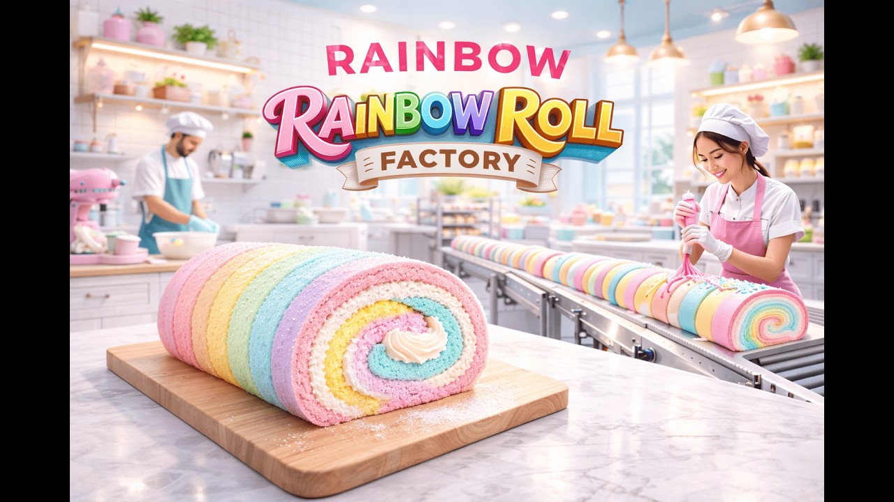nside a Rainbow Roll Bakery! 🌈 Satisfying Cake Making Process