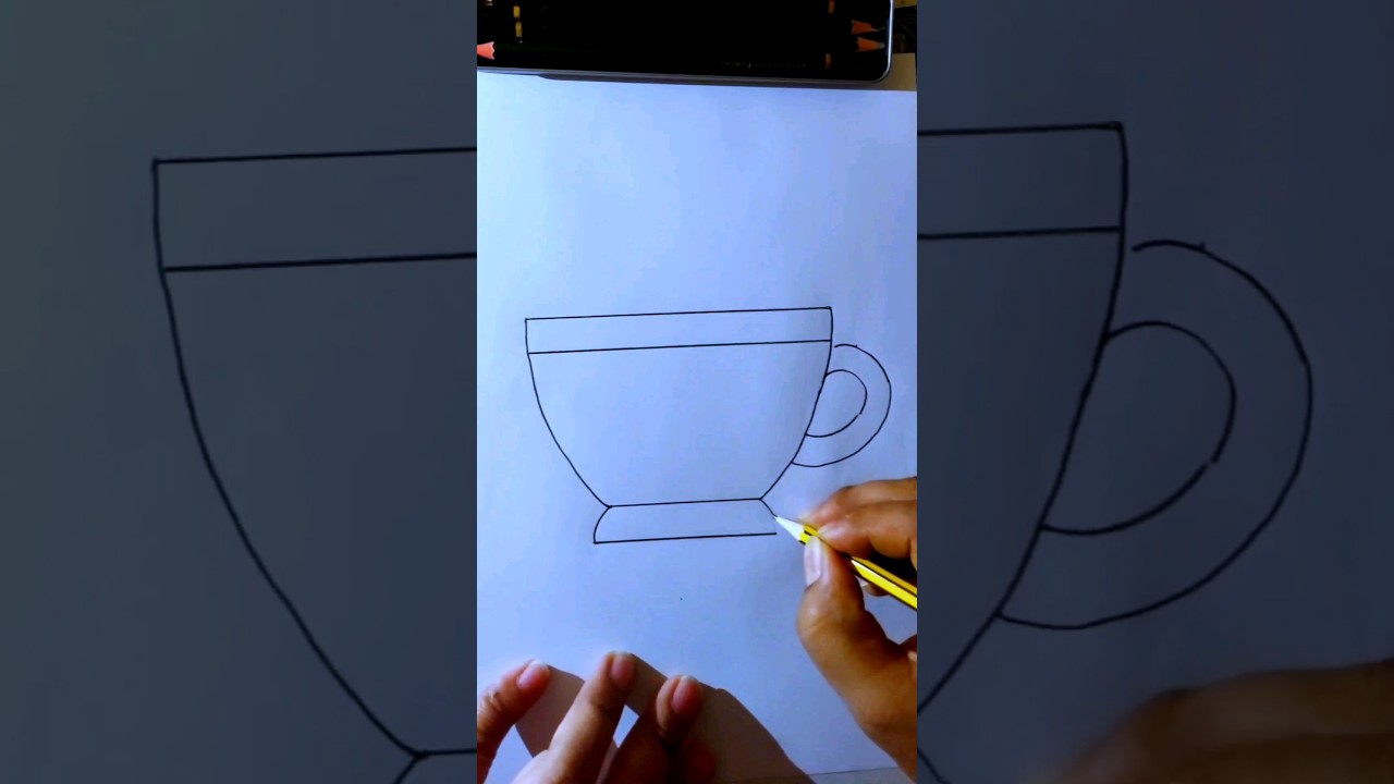 Easy technique for drawing a cup #drawing #drawing #cartoon #shortsdrawing #drawingtutorials