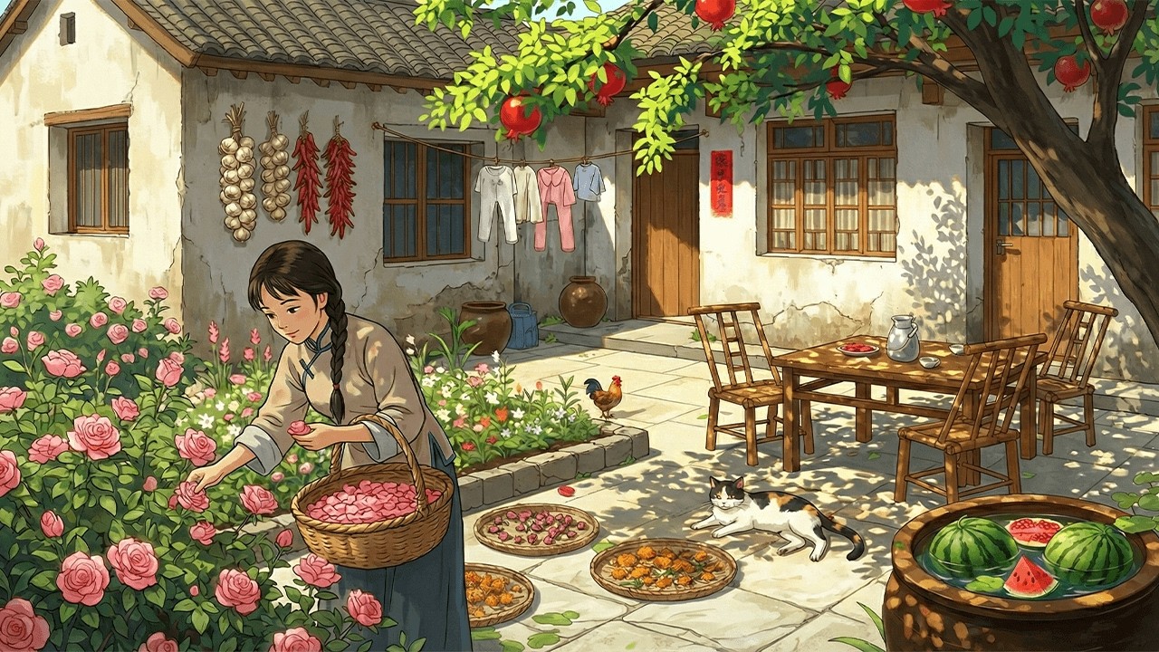 The Life of Roses: Beautiful, Eatable, Full of Love - Peaceful Day in Countryside | Ghibli - Style