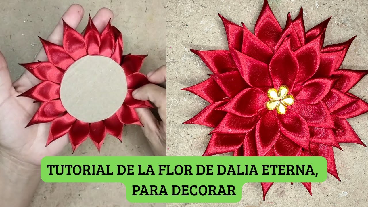 TUTORIAL COMO HACER LA FLOR DE DALIA ETERNA PASO A PASO/ DALIA ETERNA CON LISTON  #floreseternas