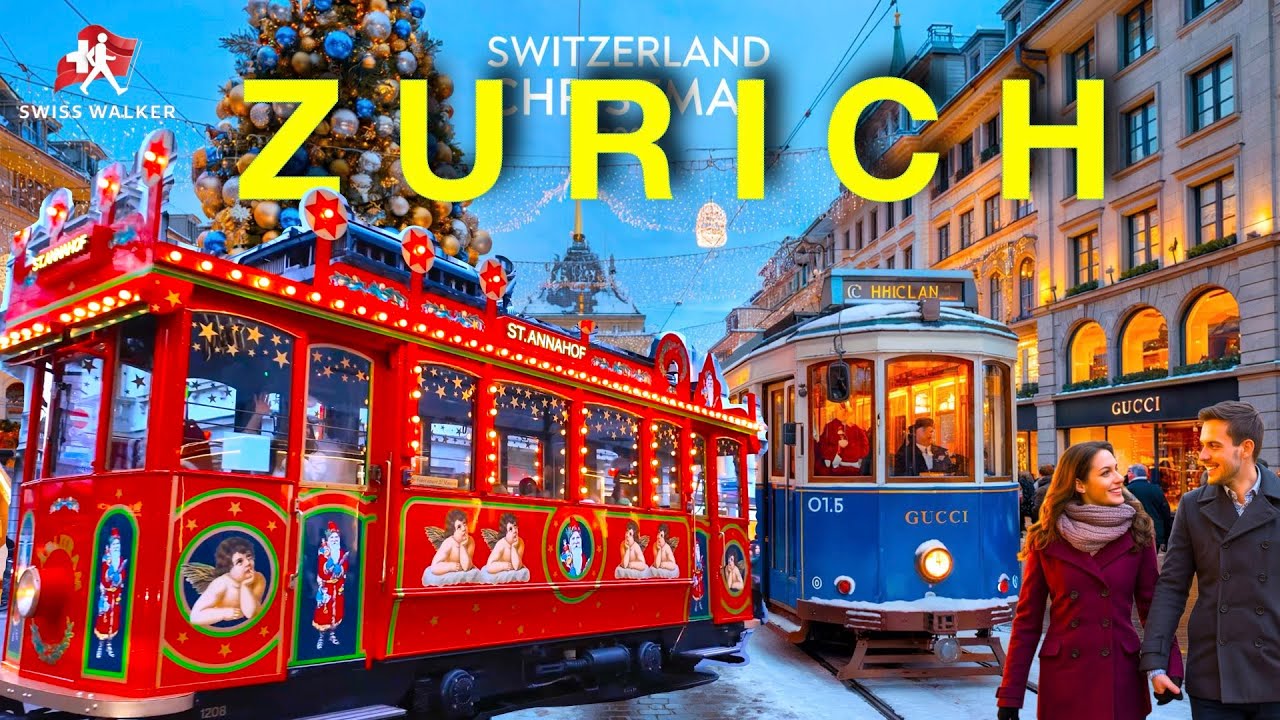 ZURICH 🇨🇭 Holiday Christmas Market Walking Tour | Swiss City Charm