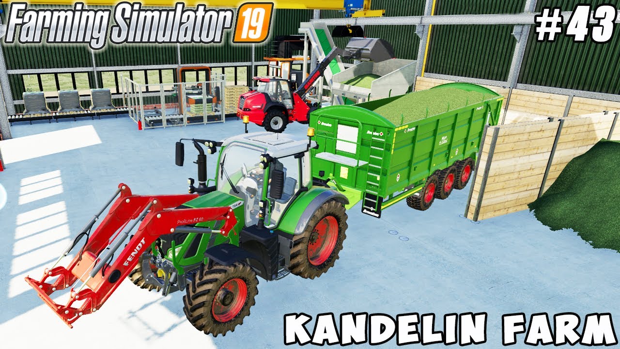 Making, palletizing and selling hay pellets | Kandelin Farm | Farming simulator 19 | Timelapse #43