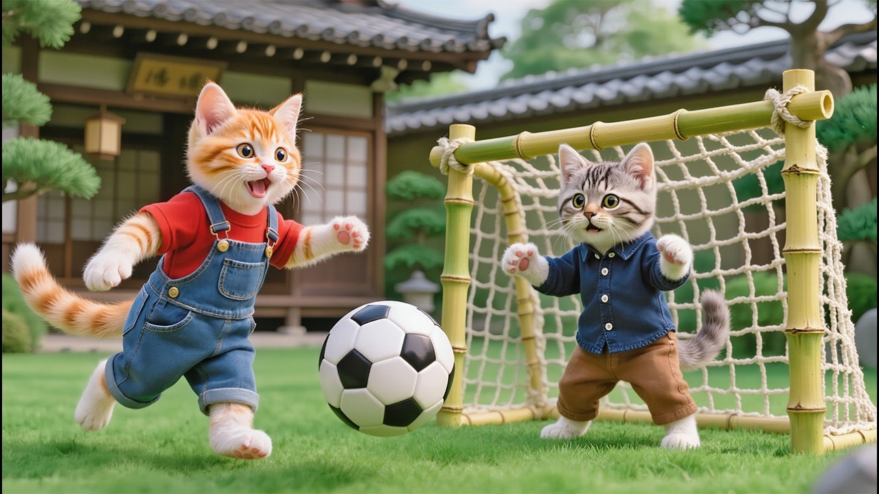 🐱⚽ From Backyard Kicks to Big Dreams: Daddy Cat Trains His Little Soccer Star 💖✨