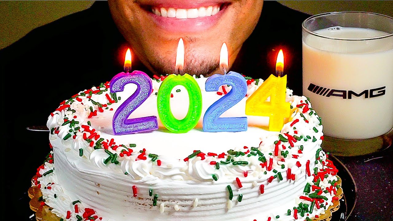 HAPPY NEW YEAR 2024 JERRY ASMR EATING CAKE WITH MILK MUKBANG SOFT EATING MOUTH SOUNDS TINGLES