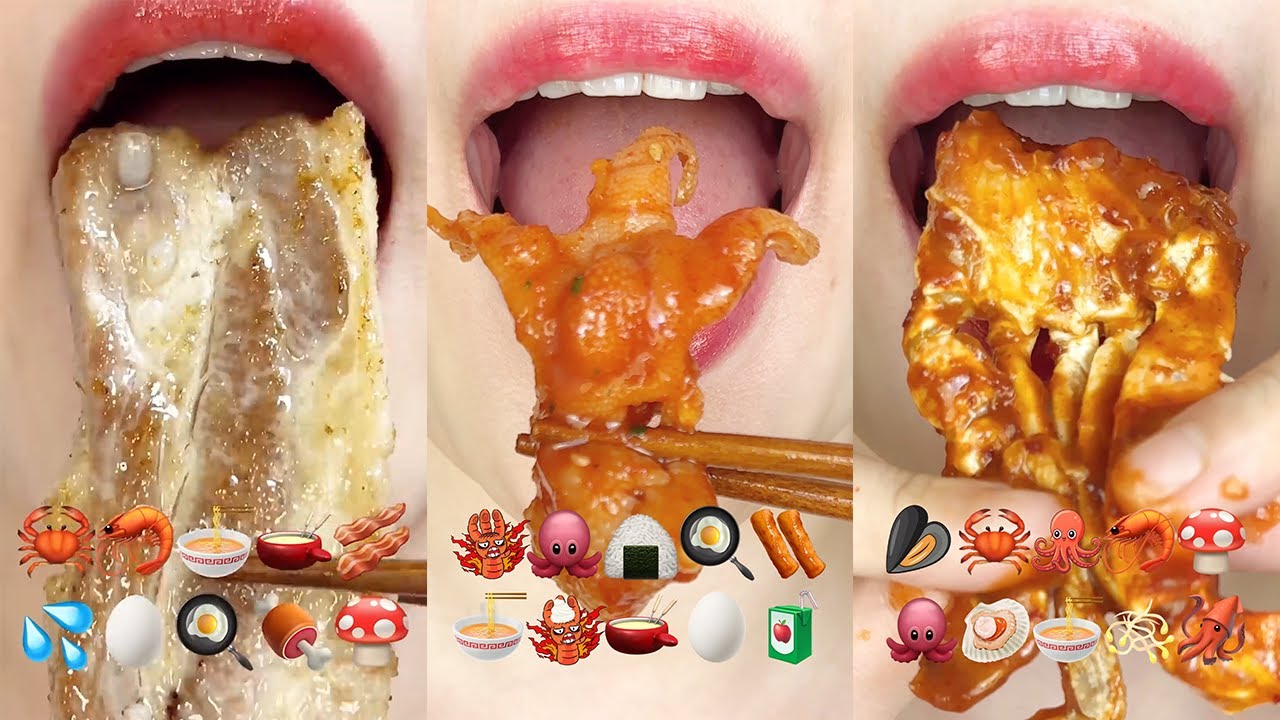 asmr 10 MINUTES REAL EMOJI FOOD (VERY DELICIOUS FOOD) 10분 맛있는 이모지 먹방 eating sounds