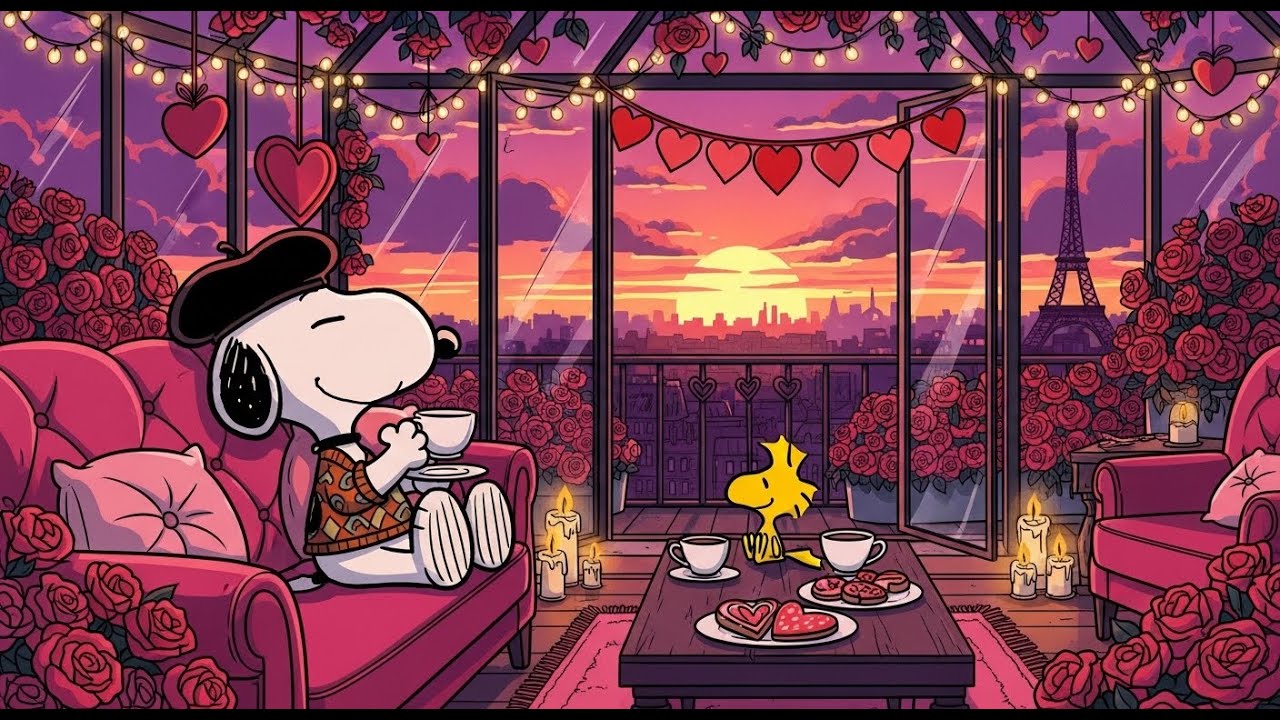 Romantic Valentine Jazz with Snoopy 💕 | Sweet Jazz for Love, Calm Comfort & Sweet Moments Live