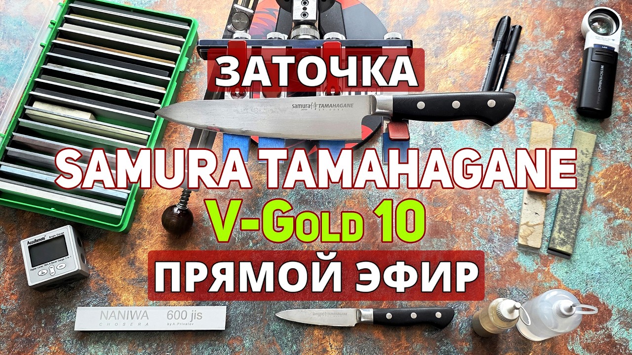🔪SAMURA TAMAHAGANE ST-0085 Шеф🔥Дамаск в обкладках🔥Прямой Эфир✅ #japaneseknives #японскийнож #samura