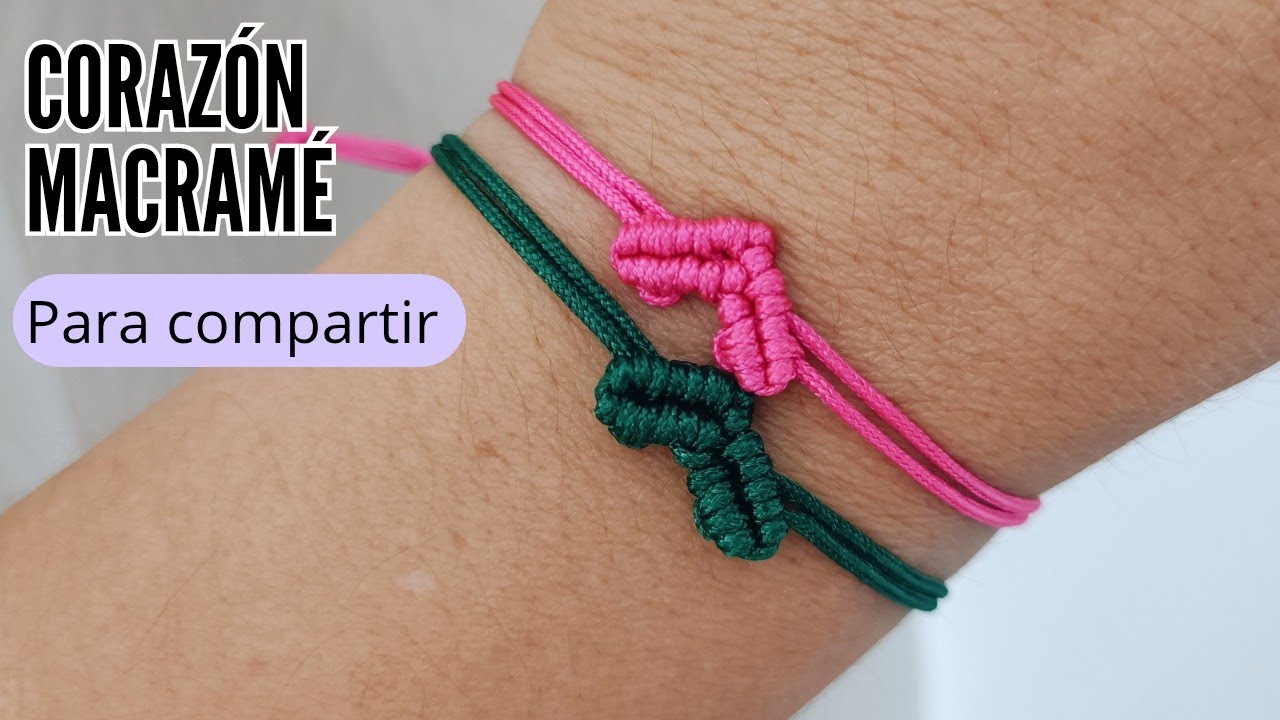 ❤️Pulsera CORAZÓN en macramé. Heart bracelet. 