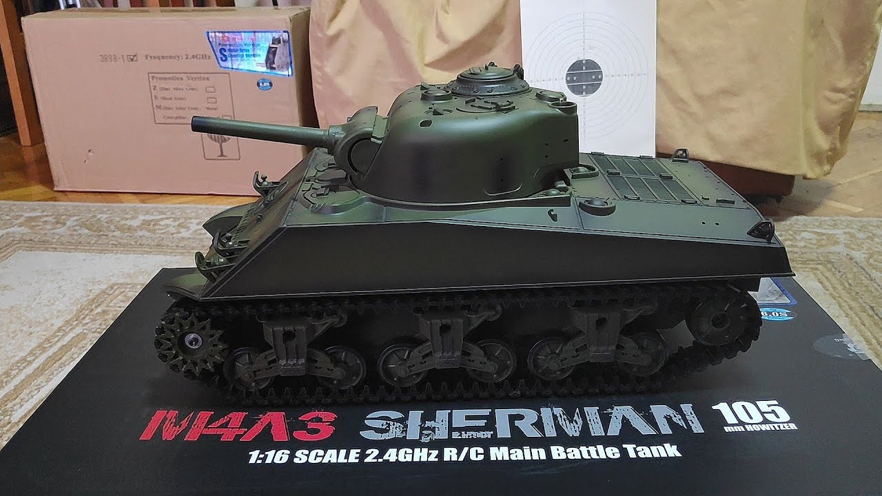 Heng Long 3898-1 Sherman M4A3 1/16 RC Tank - Driving Test & Shooting Airsoft BB's