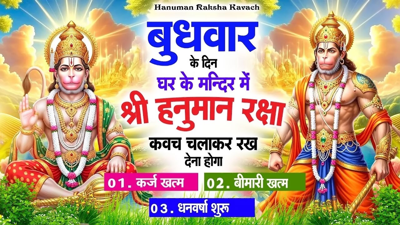 बुधवार के दिन अपने घर में पंचमुखी हनुमान कवच चलाकर रख देना कर्ज ख़त्म बीमारी ख़त्म धन वर्षा शुरू