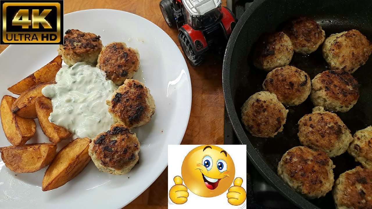 Görög csirkemell golyók, tzatzikivel és steak burgonyával! Egyszerű és nagyon finom .-)