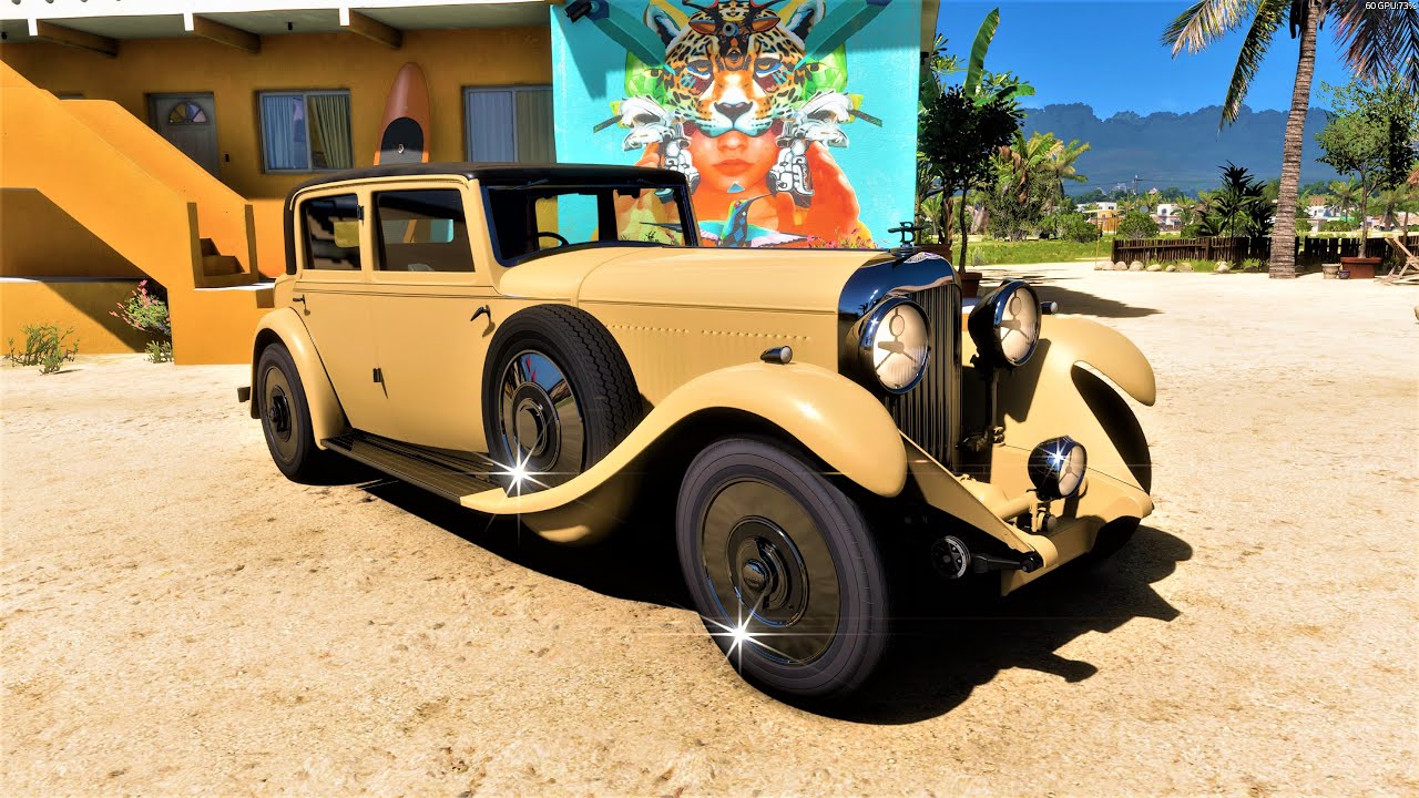 Forza Horizon 5 . Bentley 8 Litre 1930 . Car Show Speed Jump Crash Test Drive . 4K 60fps.