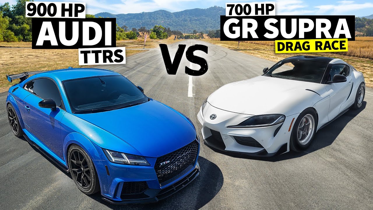 Audi TT RS мощностью 900 л.с. против Toyota GR Supra мощностью 700 л.с. — гонка без подготовки