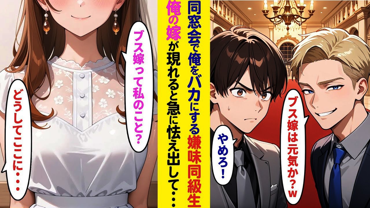 【漫画】昔のいじめっ子が同窓会で俺と妻を見下す→遅れて来た妻を見た途端、人生が狂い始めた
