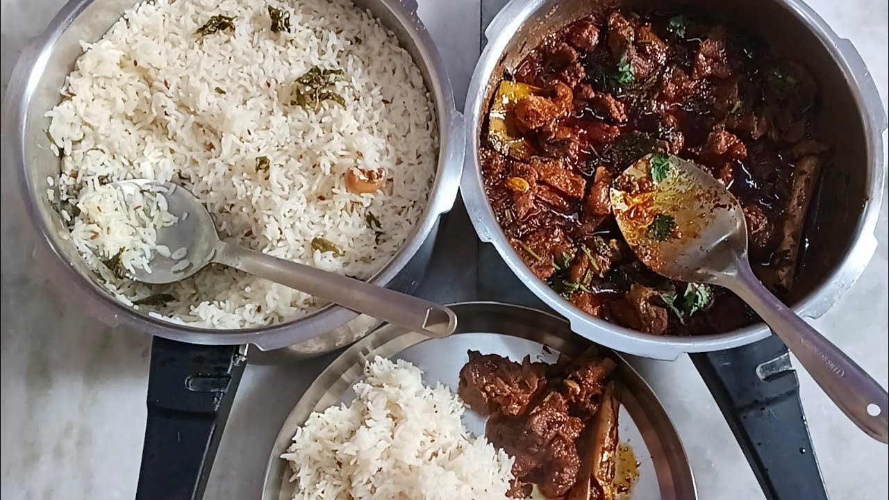 తెలంగాణ MUTTON CURRY with JEERA RICE   || weekend special మటన్ కర్రీ  జీరా రైస్ తయారీ విధానం 👌 