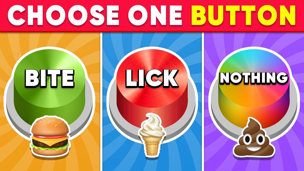 Choose One Button - BITE or LICK or NOTHING 🍔🍦💩 Quiz Dino