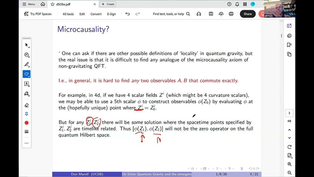 11. De Sitter quantum gravity and the emergence of local Observable Algebras (Don Marolf)