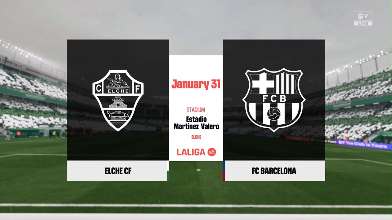 Elche CF vs FC Barcelona La Liga 2026 Prediction Round 22 Match Full Gameplay [PS5]