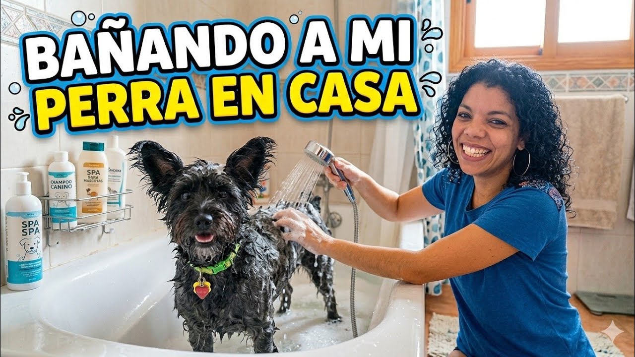Bañando a Tita en casa