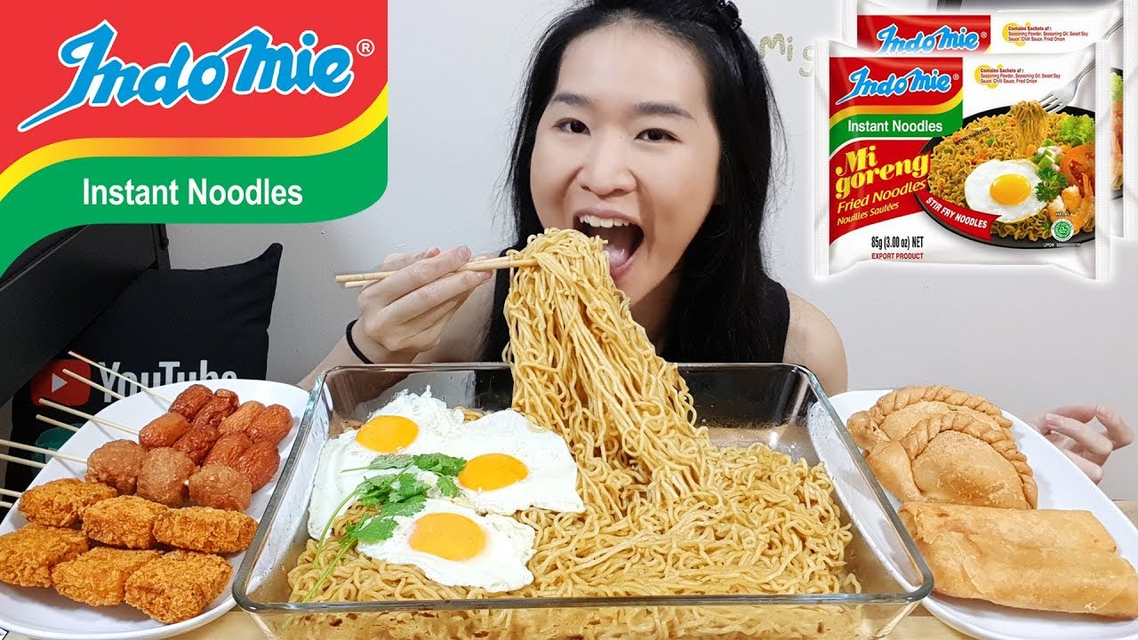 INDOMIE Mi Goreng Fried Noodles! Cheesy Chicken Sausages, Crispy Crab Nuggets | Eating Show Mukbang