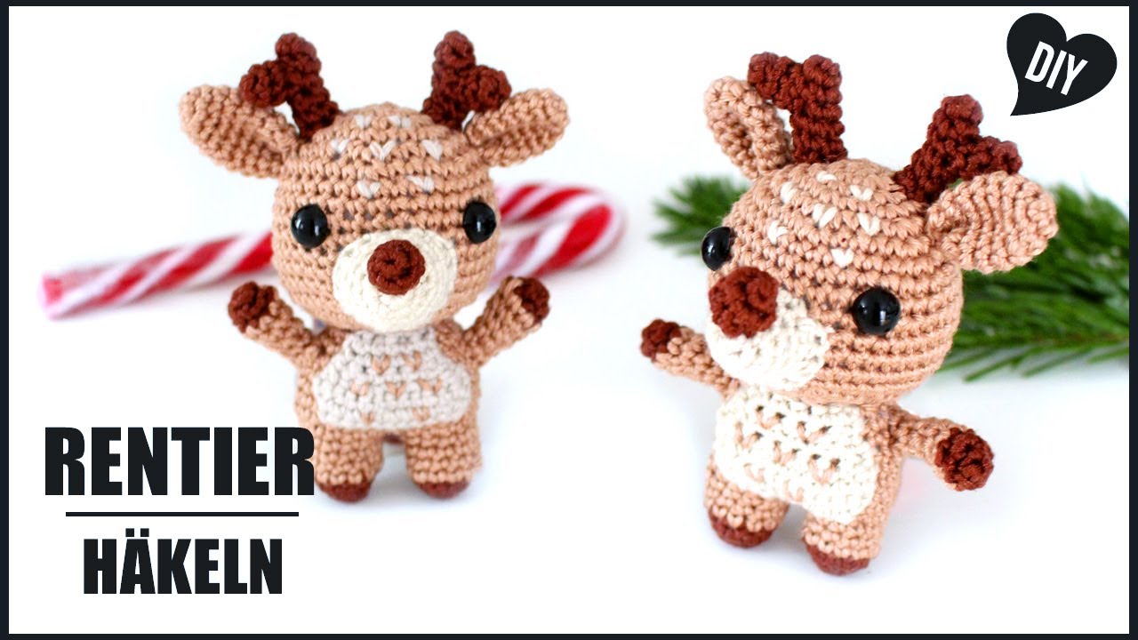 Rentier häkeln 🦌 | Tiere Weihnachten Häkelanleitung - DIY by Pfirsichteufel