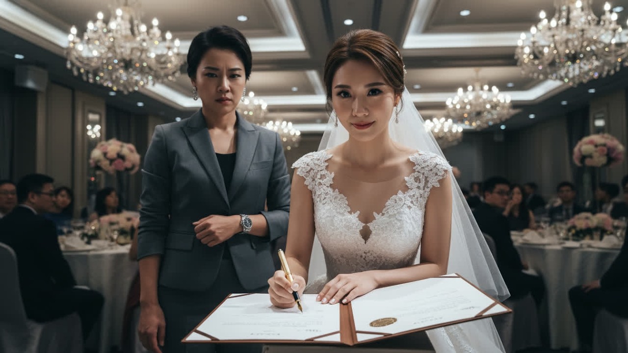 婚禮上大姑逼我簽字放棄財產：「不簽就是愛錢！」我笑著拿起筆，結局讓她當場崩潰！