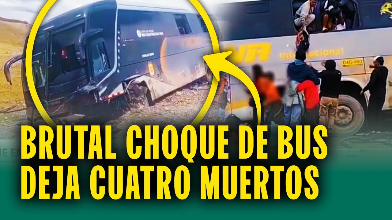 Bus choca brutalmente contra auto y deja cuatro muertos: Pasajeros huyeron por las ventanas