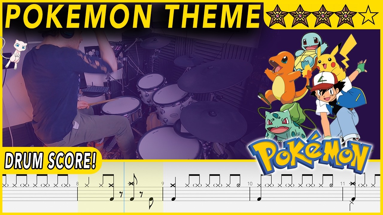 Pokémon Theme - Original Anime | DRUM SCORE Sheet Music | #656 DRUMSCRIBE