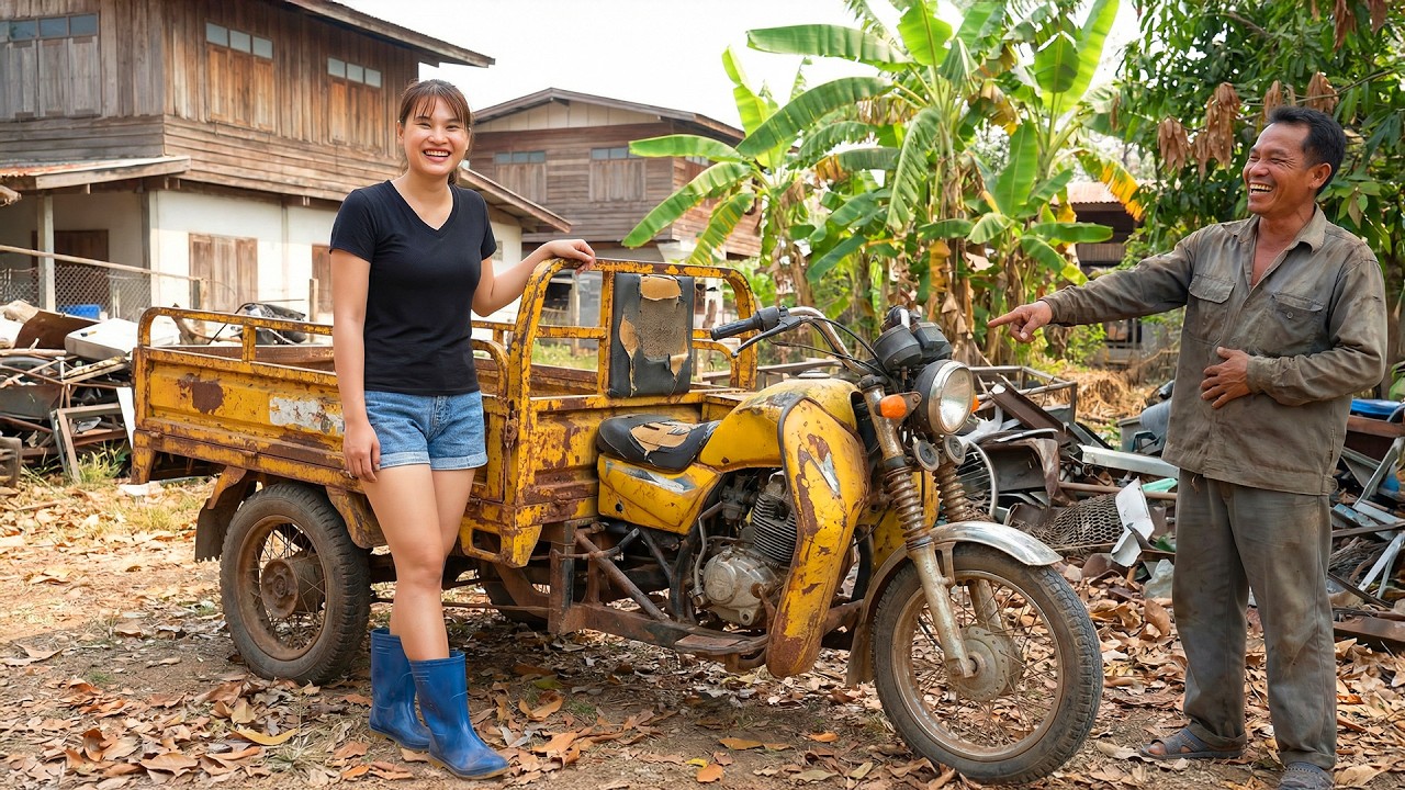 Girl Restores a Heavily Damaged 1991 Hyosung Motorcycle Bought from a Man | Will it Run Again?
