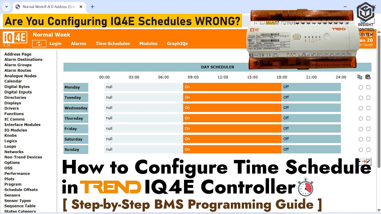 Trend IQ4E Controller Time Schedule Configuration – Complete Step-by-Step Technical Tutorial