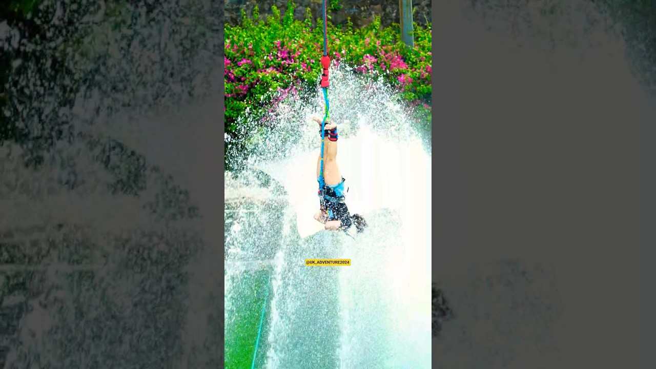 Bungee Jumping with Water Splash 💦 Ultimate Adrenaline Experience 😱#shorts #viral #trending