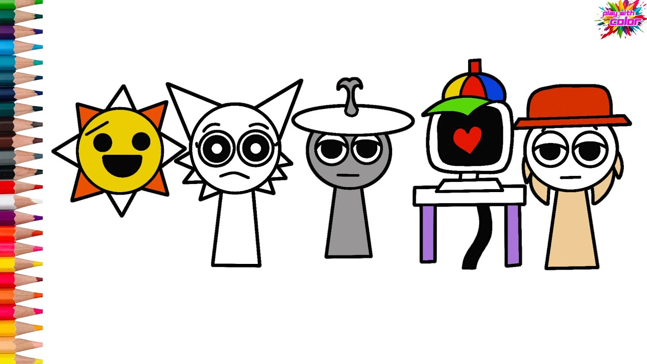 How to draw cute fun Mr. Sun, Tunner and Mr. Fun Computer from Sprunki | Easy tutorial