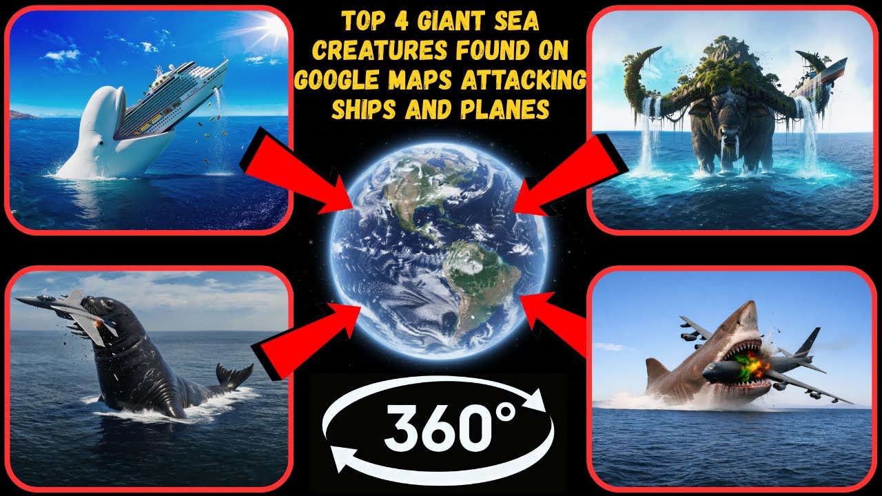 360° - Top 4 Giant Sea Creatures Found on Google Maps Attacking Ships and Planes!