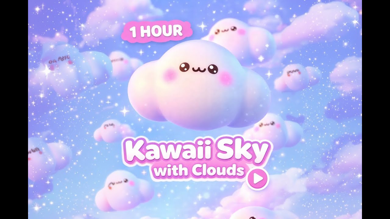 1 Hour Dreamy Kawaii Skies ☁️✨ | Soft Pastel Clouds Screensaver | Calm Aesthetic Ambience