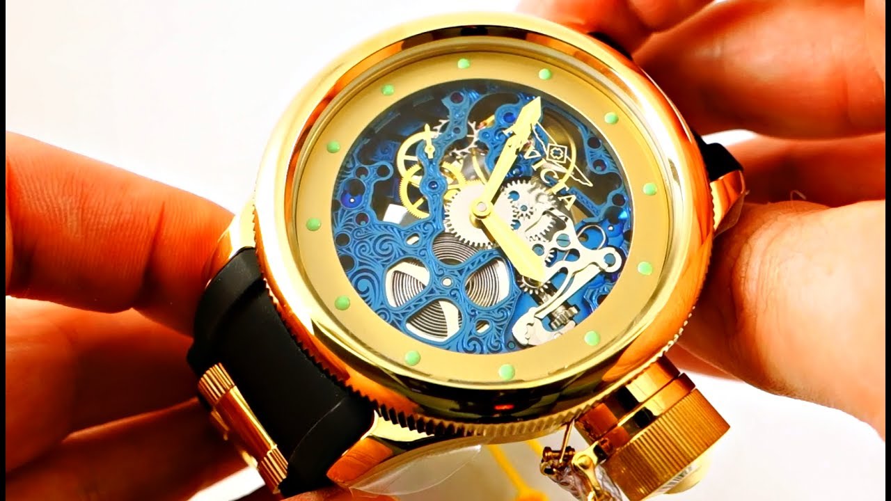 Invicta Russian Diver 80119 Gold Skeleton Dial Mechanical Watch