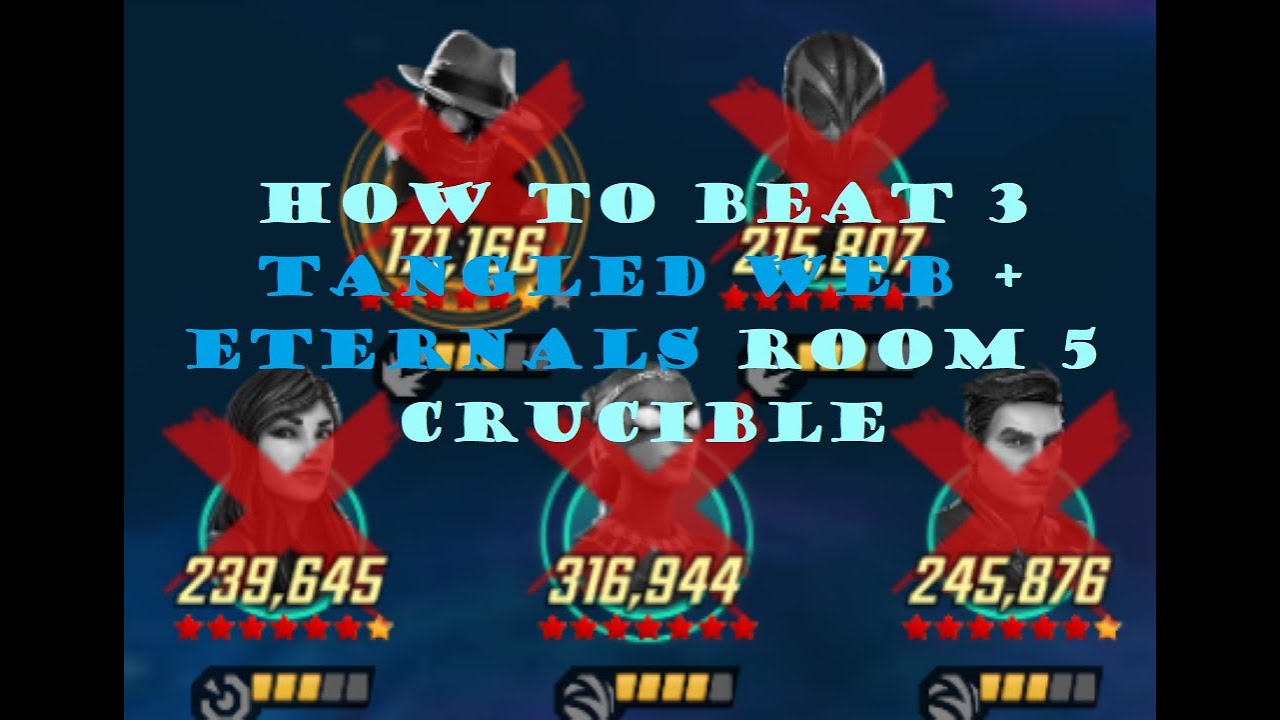HOW TO BEAT 3 TANGLED WEB + ETERNALS  ROOM 5 IN COSMIC CRUCIBLE - MSF- MARVEL STRIKE FORCE- CC