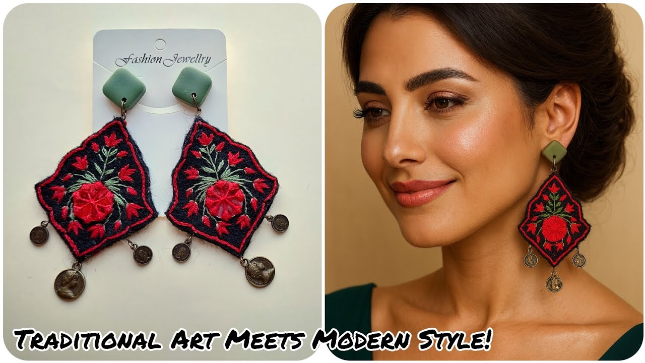 DIY Embroidered Polymer Clay Earrings | Beautiful & Easy Technique