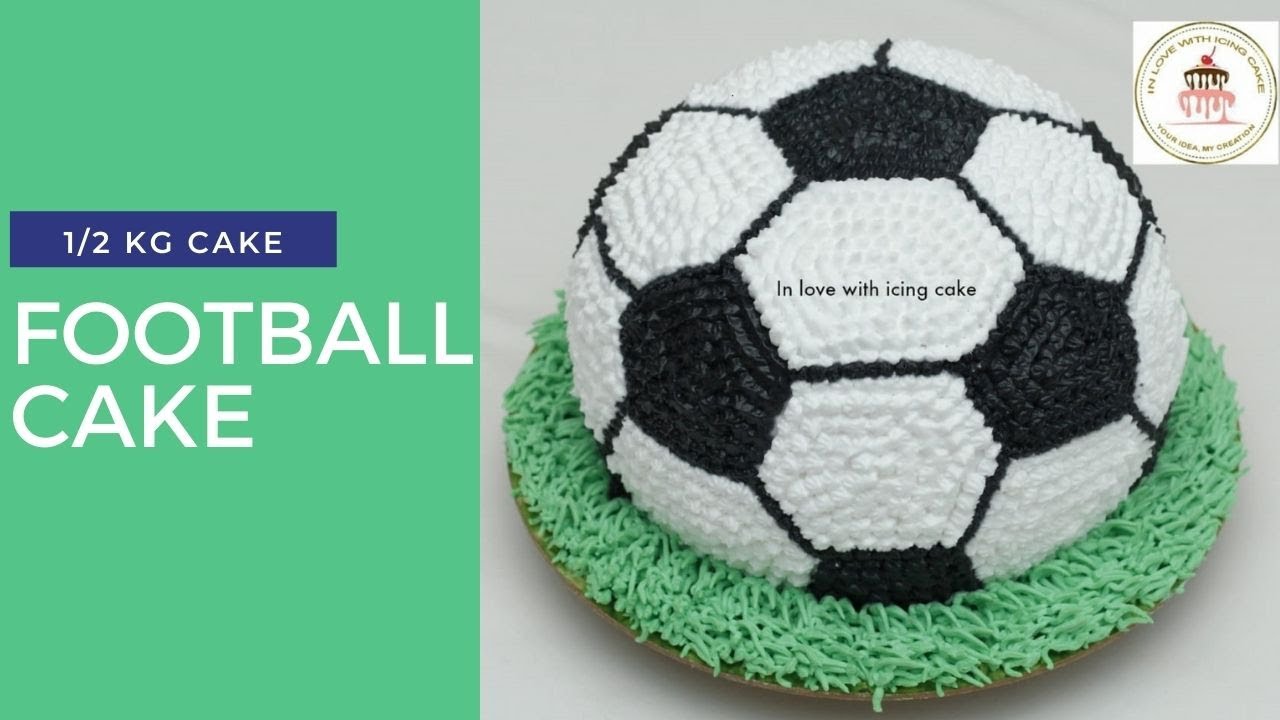 Football Cake/ Easy Half Kg Football Cake/Tips to achieve Dark Black color on Whipped Cream Cake