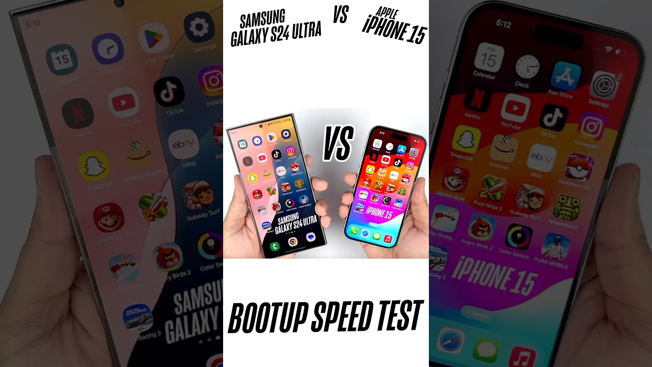 Samsung Galaxy S24 Ultra vs Apple iPhone 15  - Speed Test! #iphone15 #s24ultra #speedtest
