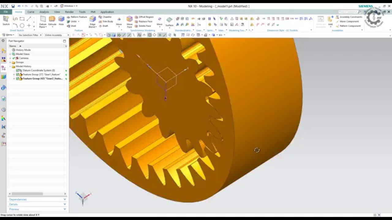 Siemens PLM NX GC Toolkit - Profile Shifted Internal Gear Modeling
