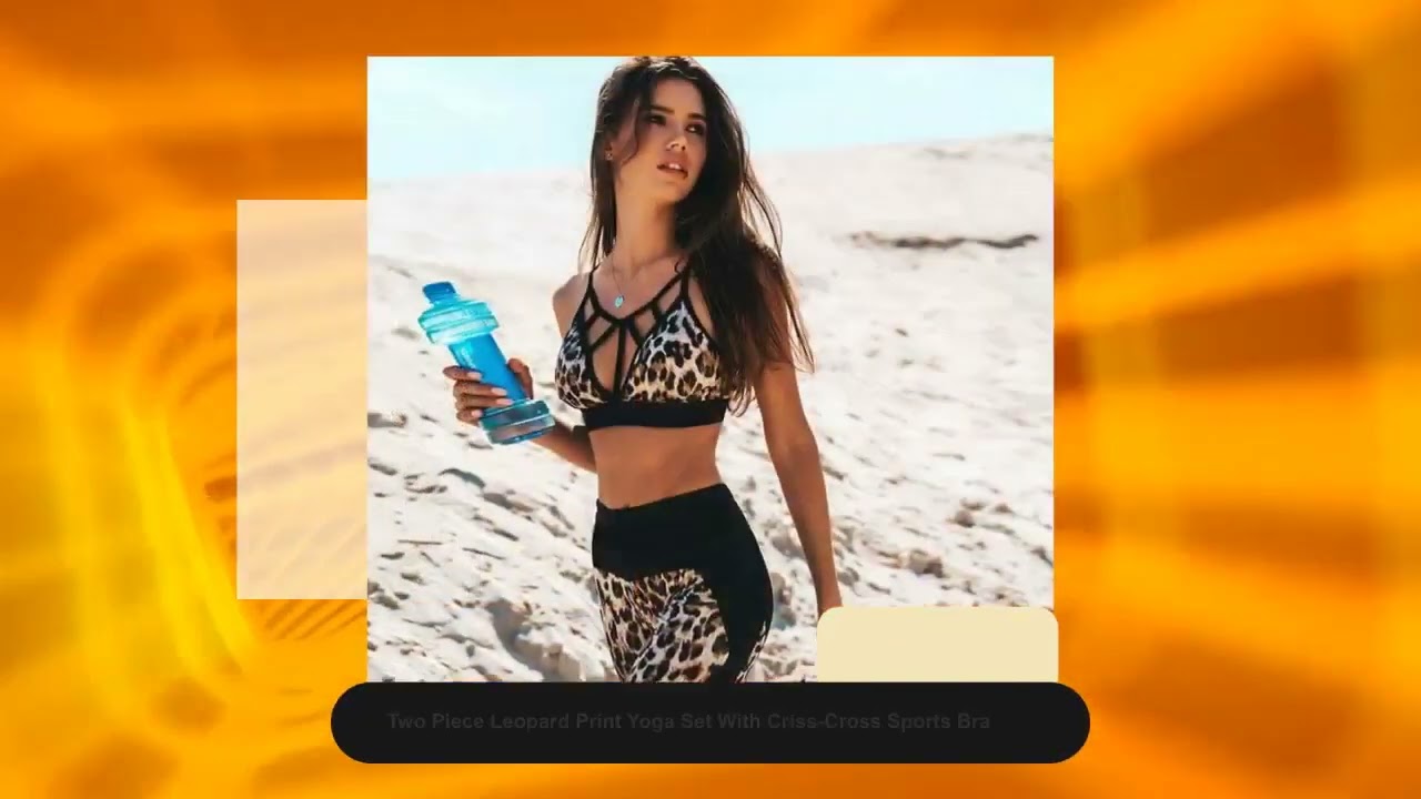 Two Piece Leopard Print Yoga Set With Criss-Cross Sports Bra