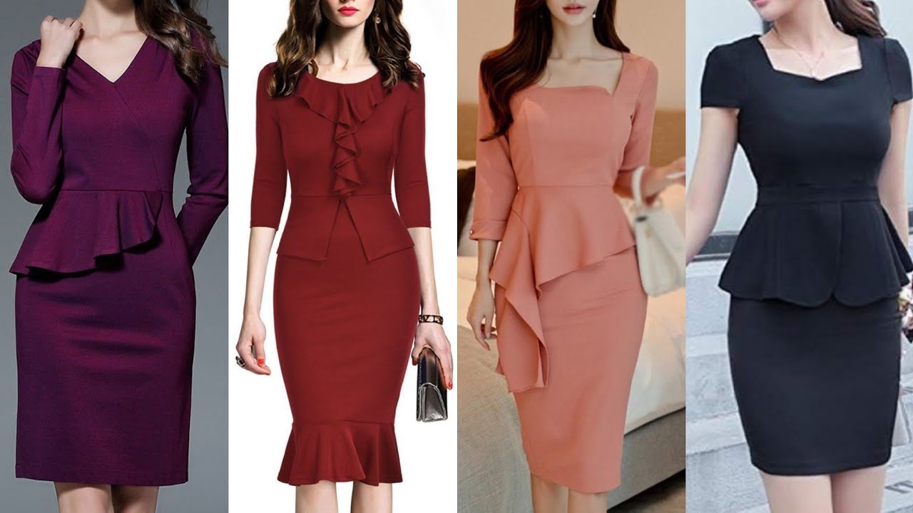 top55 women elegant paplum work business cocktail bodycon sheath dress work pencil dress