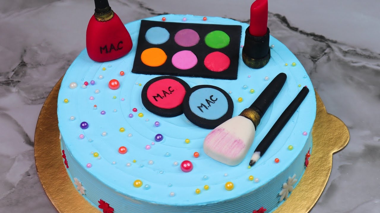 Make-up Theme Cake,জেনে নিন ফন্ডেন্ট এর এ টু জেড!Semi fondent theme cake,Theme cake decoration